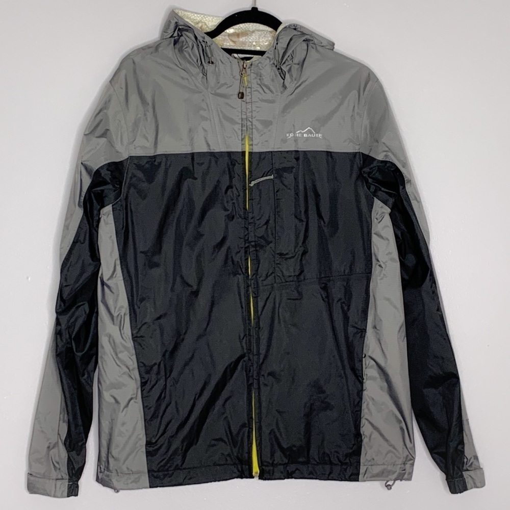 Eddie Bauer Weather Edge Light Hooded Windbreaker jacket grey medium adult men’s